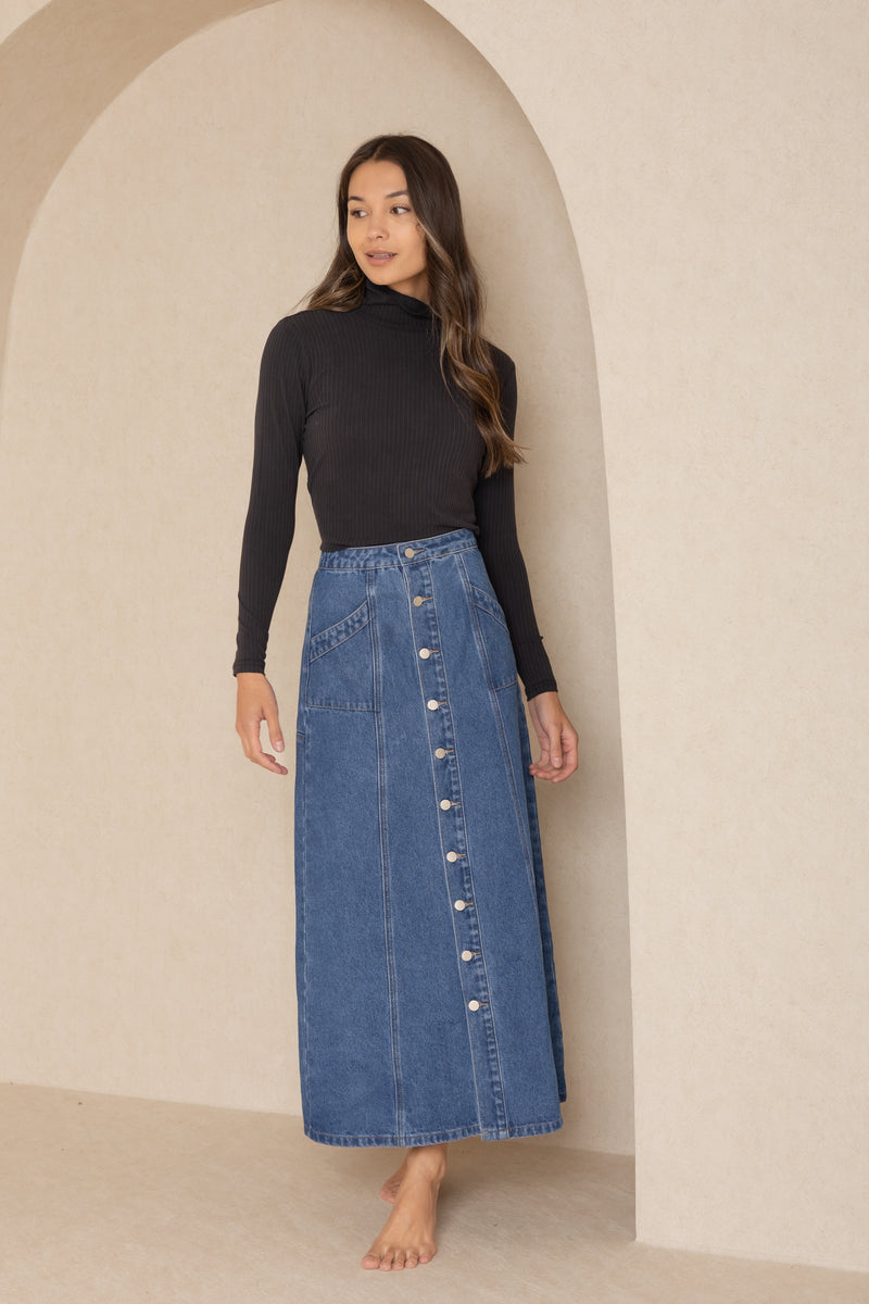 A-line denim skirt - Light blue - Ladies | H&M IN